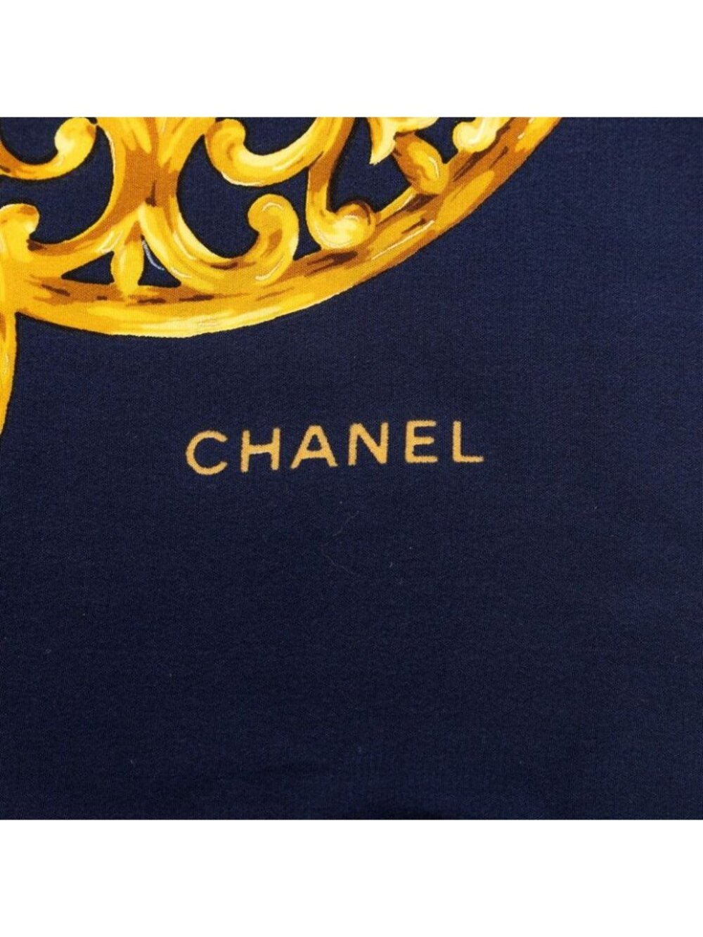 ★SOLD★ Chanel Vintage Visual Motif Scarf Navy Multicolor Silk 1 - Picture 5 of 6